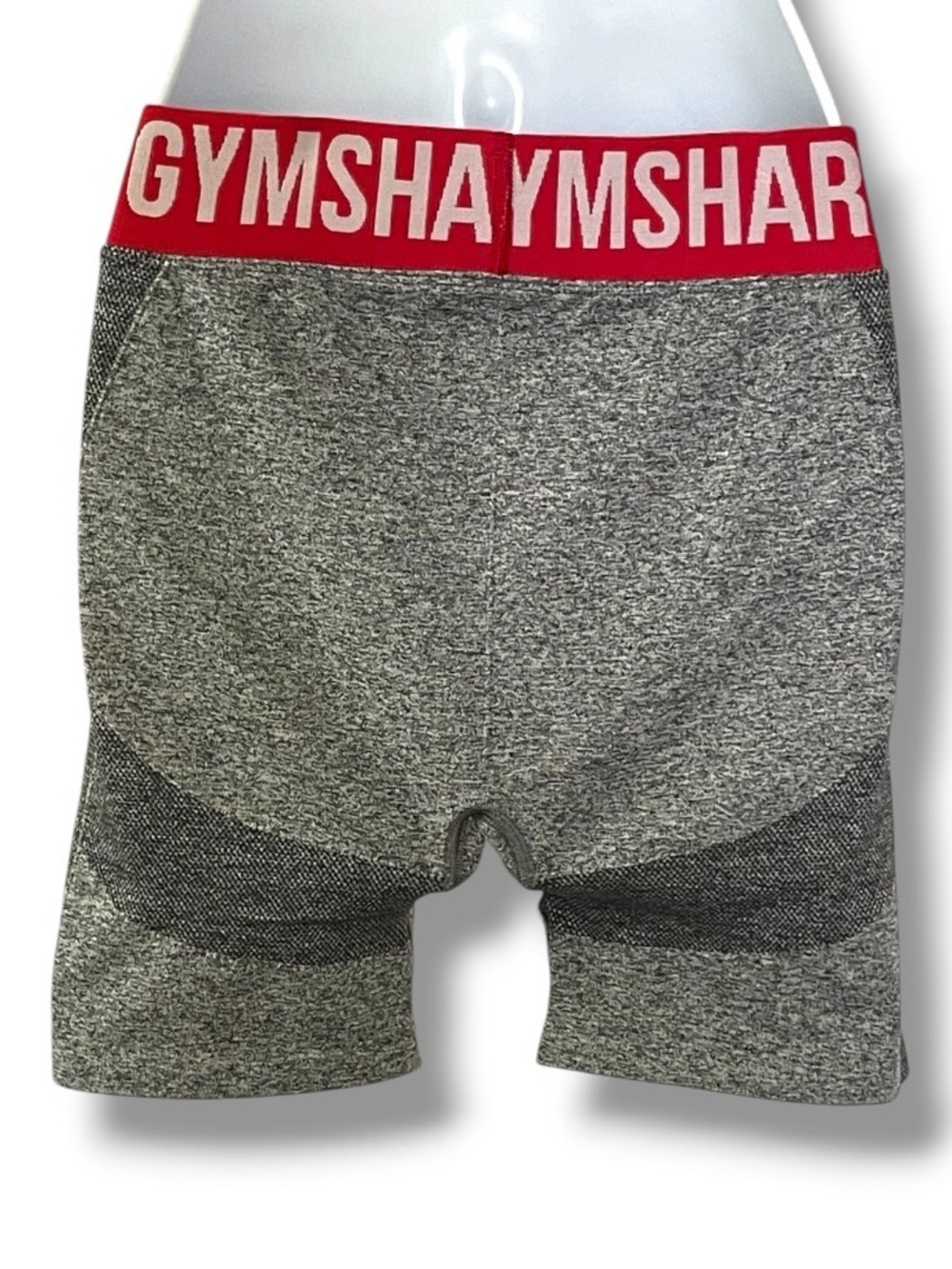 Gymshark Gray Contour Biker Shorts Red Logo Waistband High Rise Shapewear - Picture 4 of 8